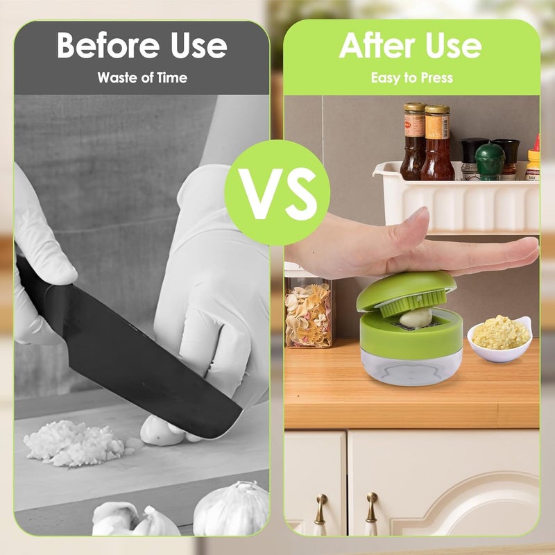 Foyucool 2 Pcs Garlic Press Set, Stainless Steel Garlics Crusher with Silicone Peeler and Cleaner Brush, Easy to Use Garlic Chopper for Shredded Garlic, Ginger and Fruit - Image 4